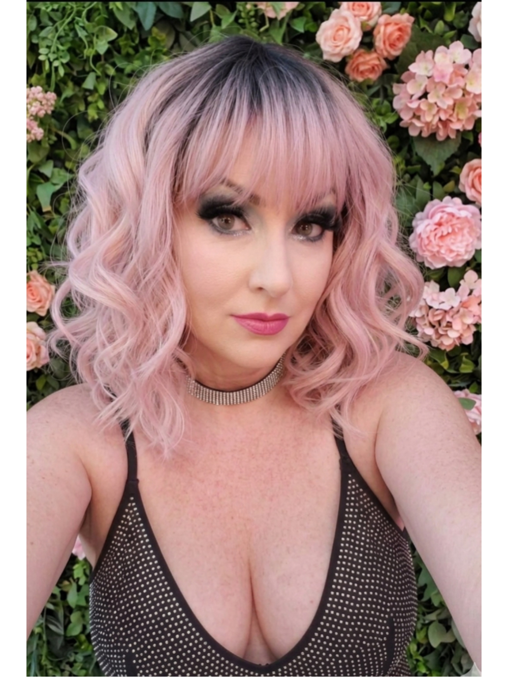 Callie in Strawberry Cream | 12" Wavy Pink Wig with Bangs